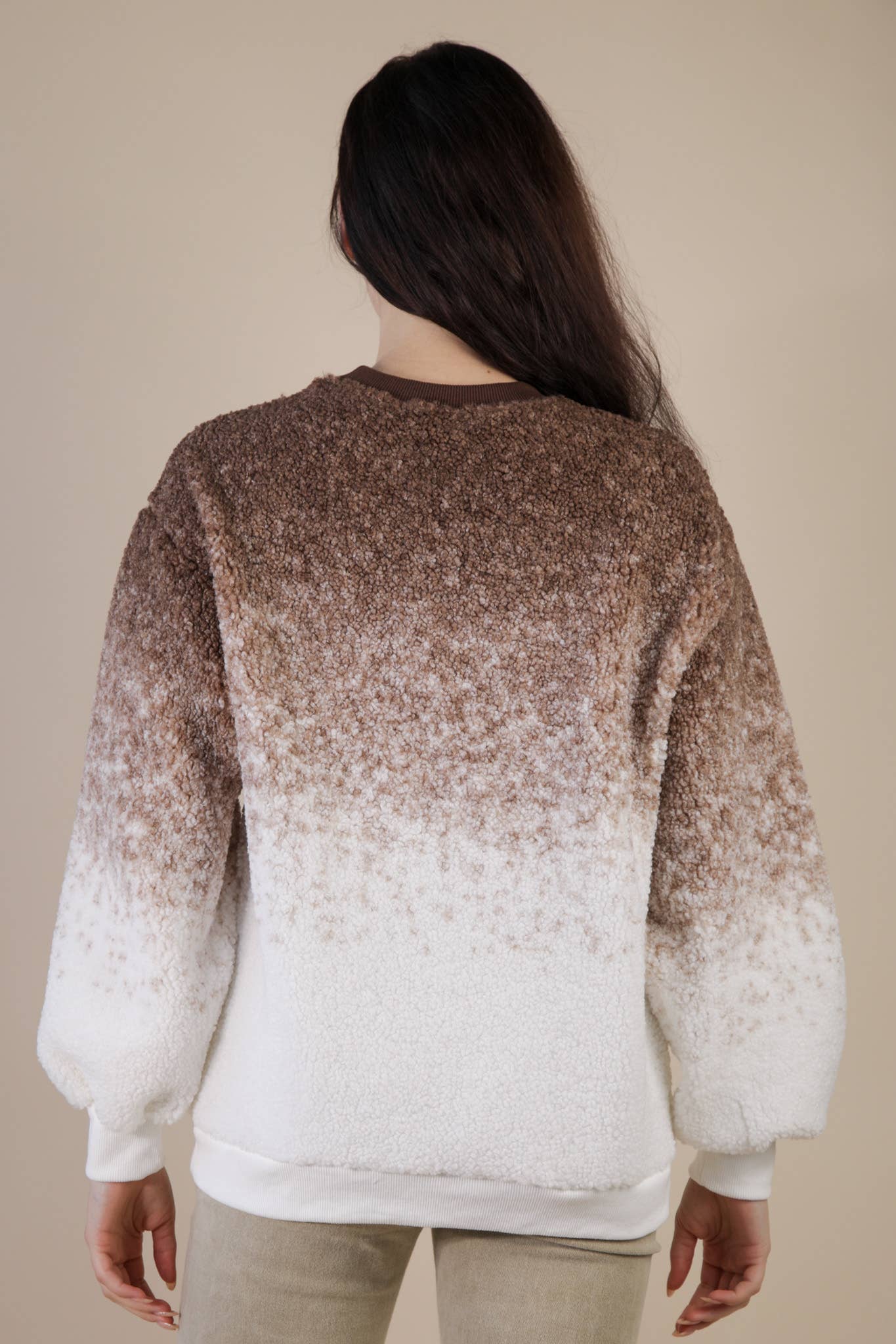 Ombre Oversized Knit Top: MOCHA