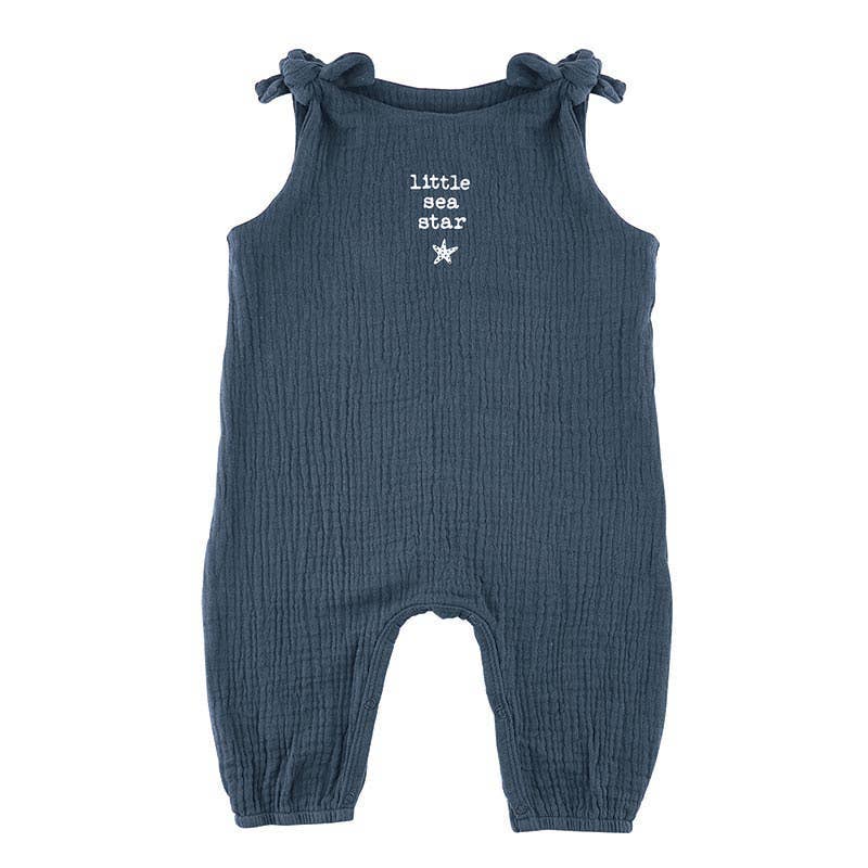 Overall Tie Romper - Little Sea Star: 6-12 mo