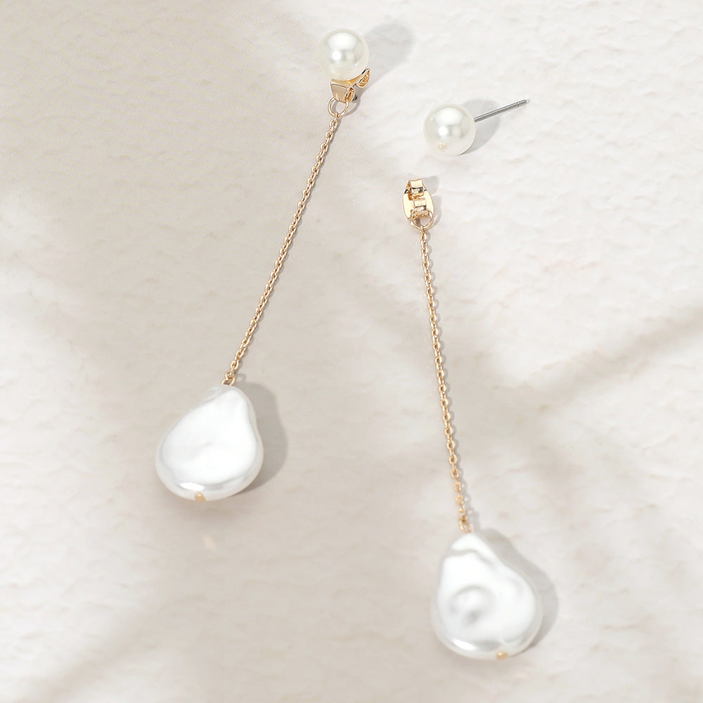 Pearl Drop Chain Earrings