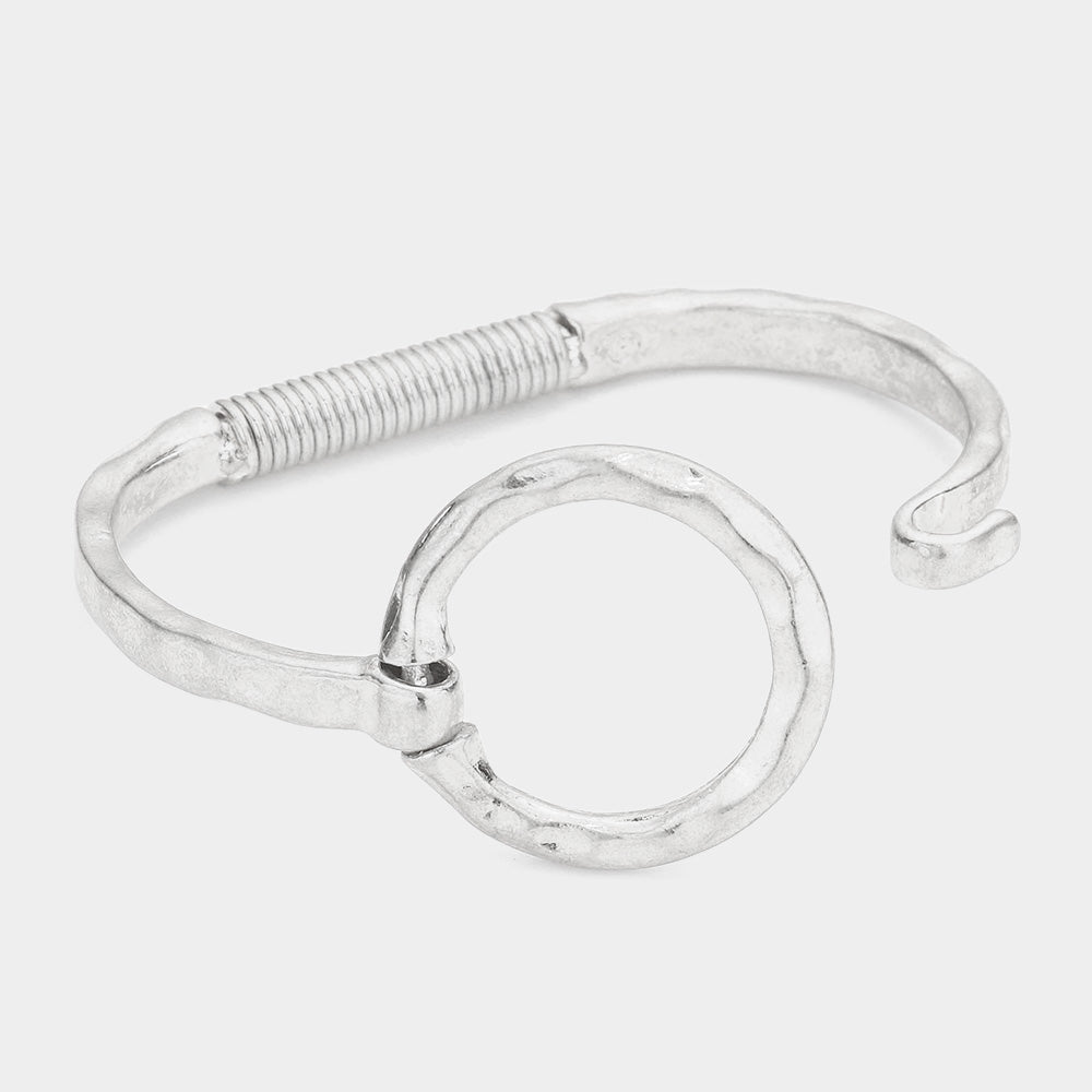 Open Circle Hook Bracelet - Silver