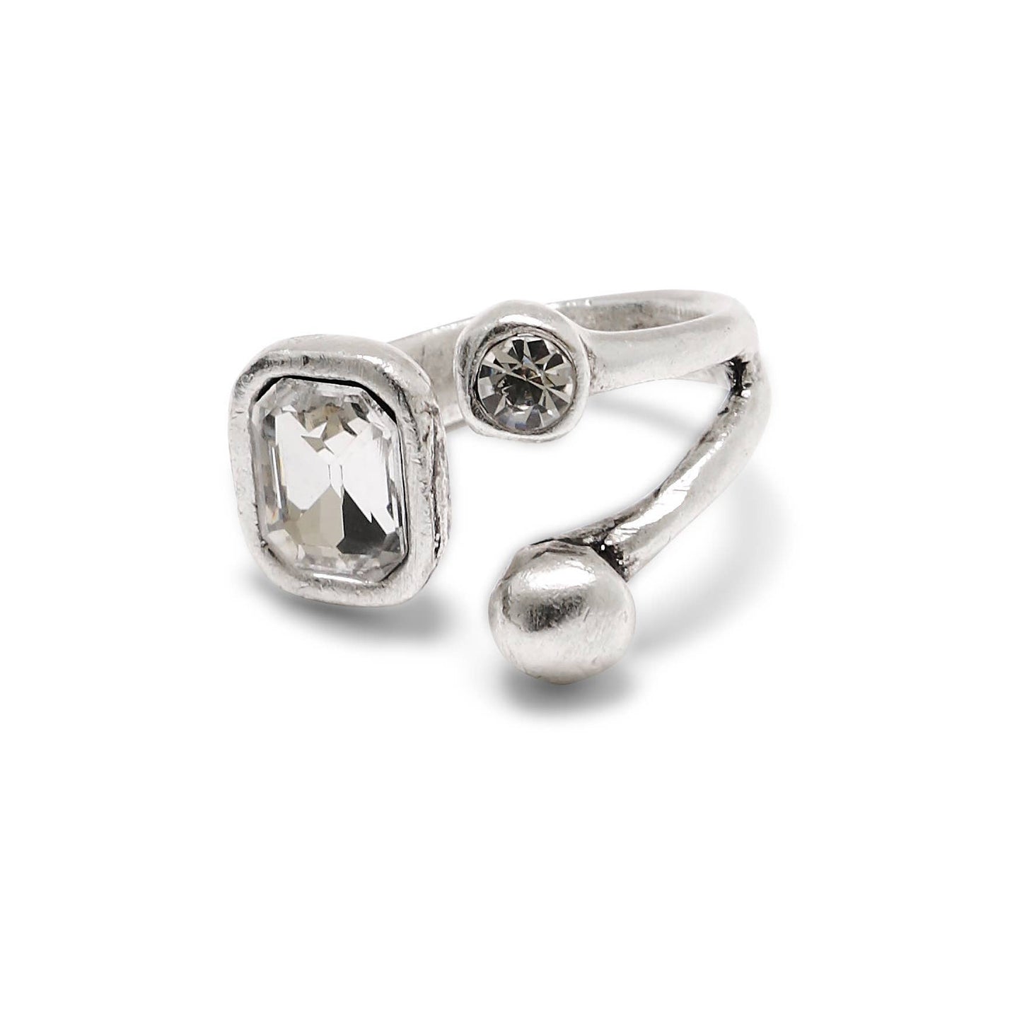 Handmade Clear Crystal Brass Ring