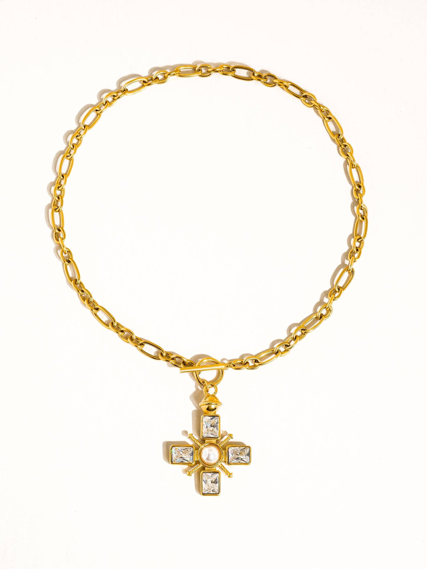 Patrice 18K Gold Non-Tarnish Cross Necklace