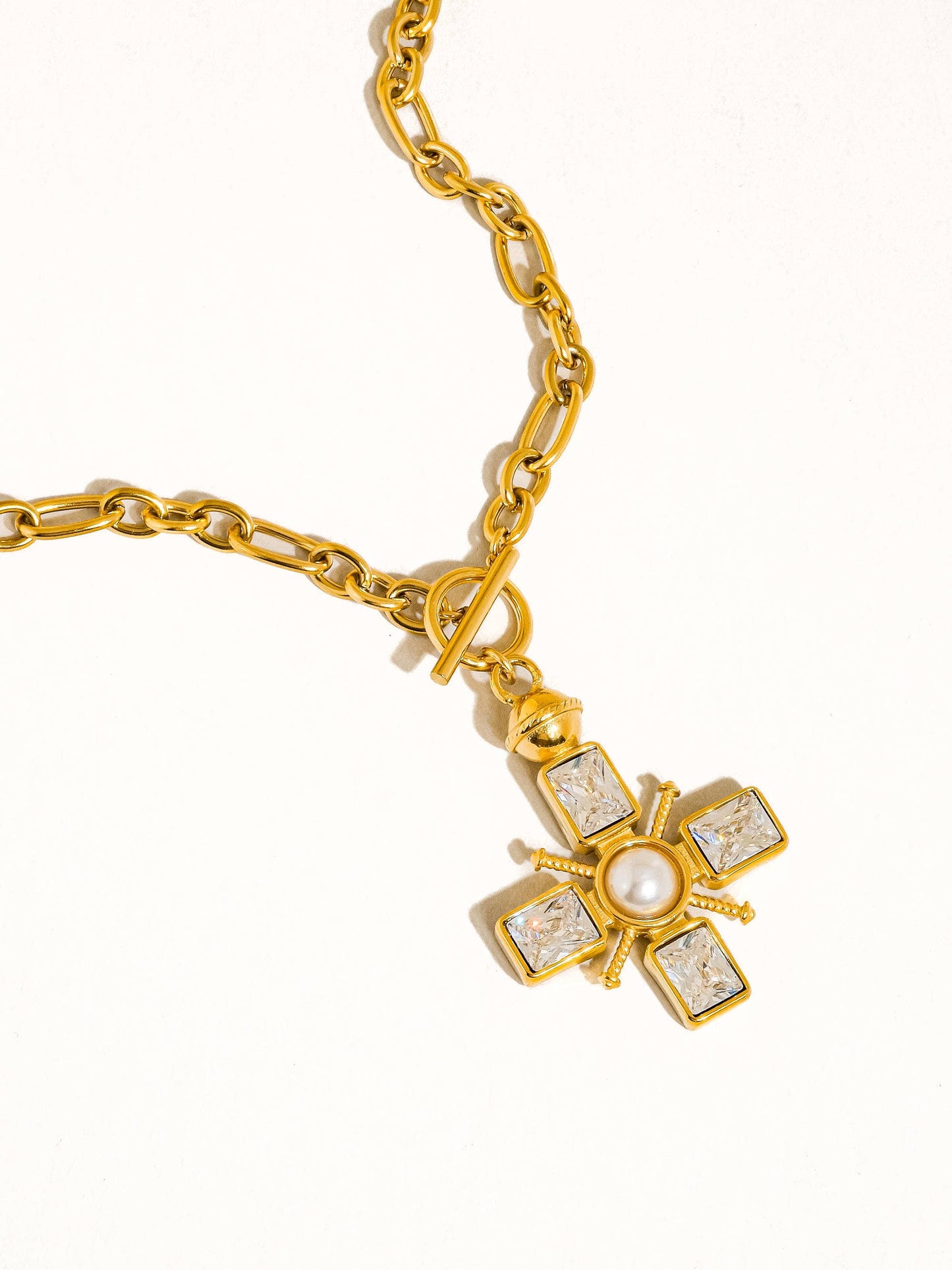 Patrice 18K Gold Non-Tarnish Cross Necklace