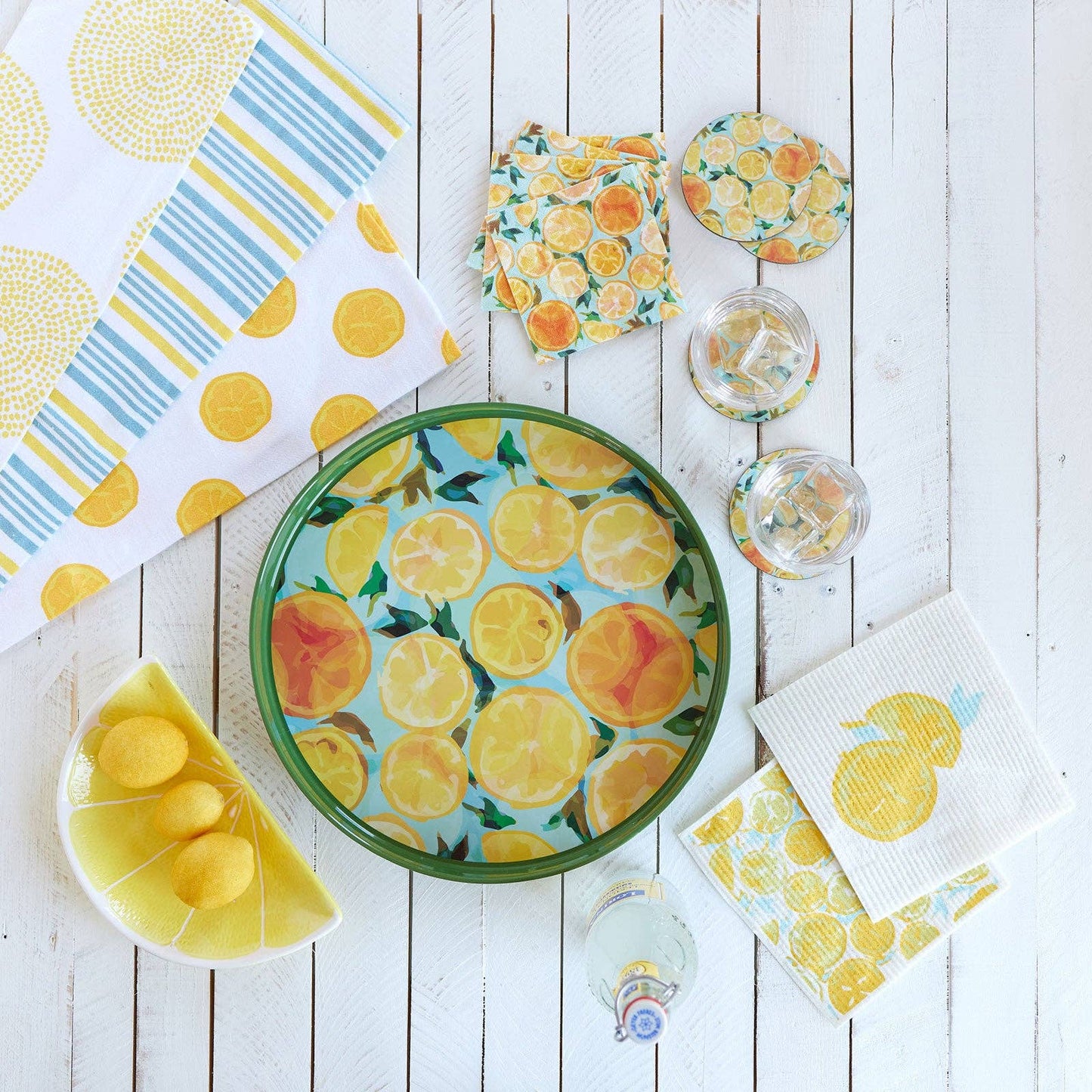 LEMON SLICES blu Cloths Reusable Sponge-Cloth, Set of 2