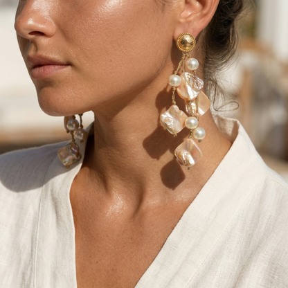 Chunky Shell & Pearl Earrings
