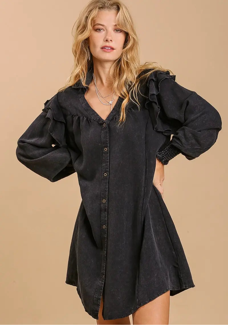 Mineral Wash Black Dress