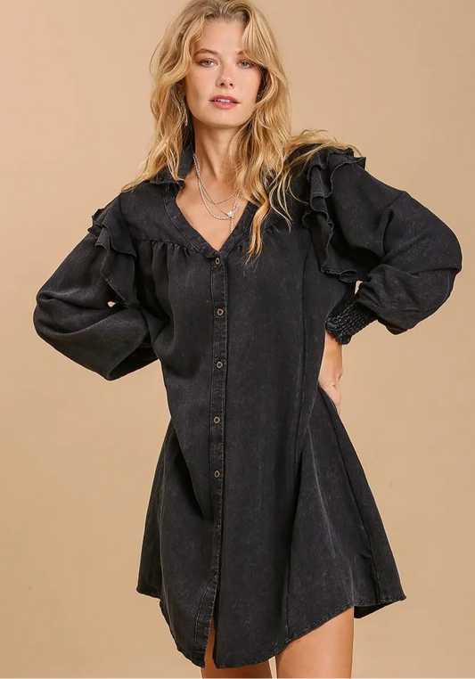 Mineral Wash Black Dress