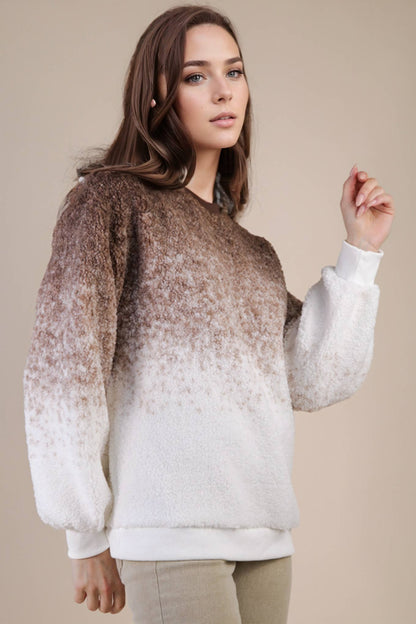 Ombre Oversized Knit Top: MOCHA