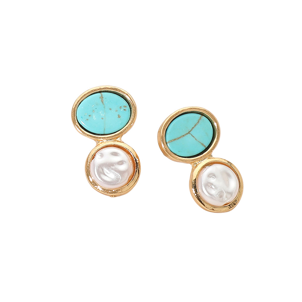 Turquoise/Pearl Oval Posts