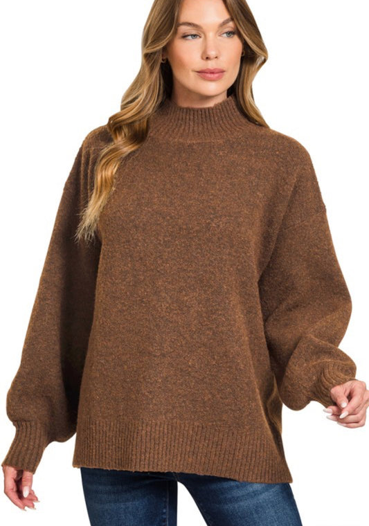 Brown Mockneck Sweater