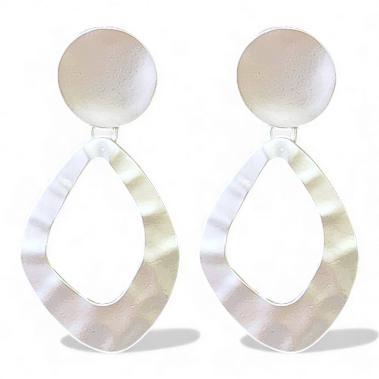 Silver Sculpted Hoop Statement Earrings