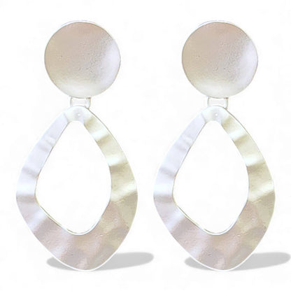 Silver Sculpted Hoop Statement Earrings