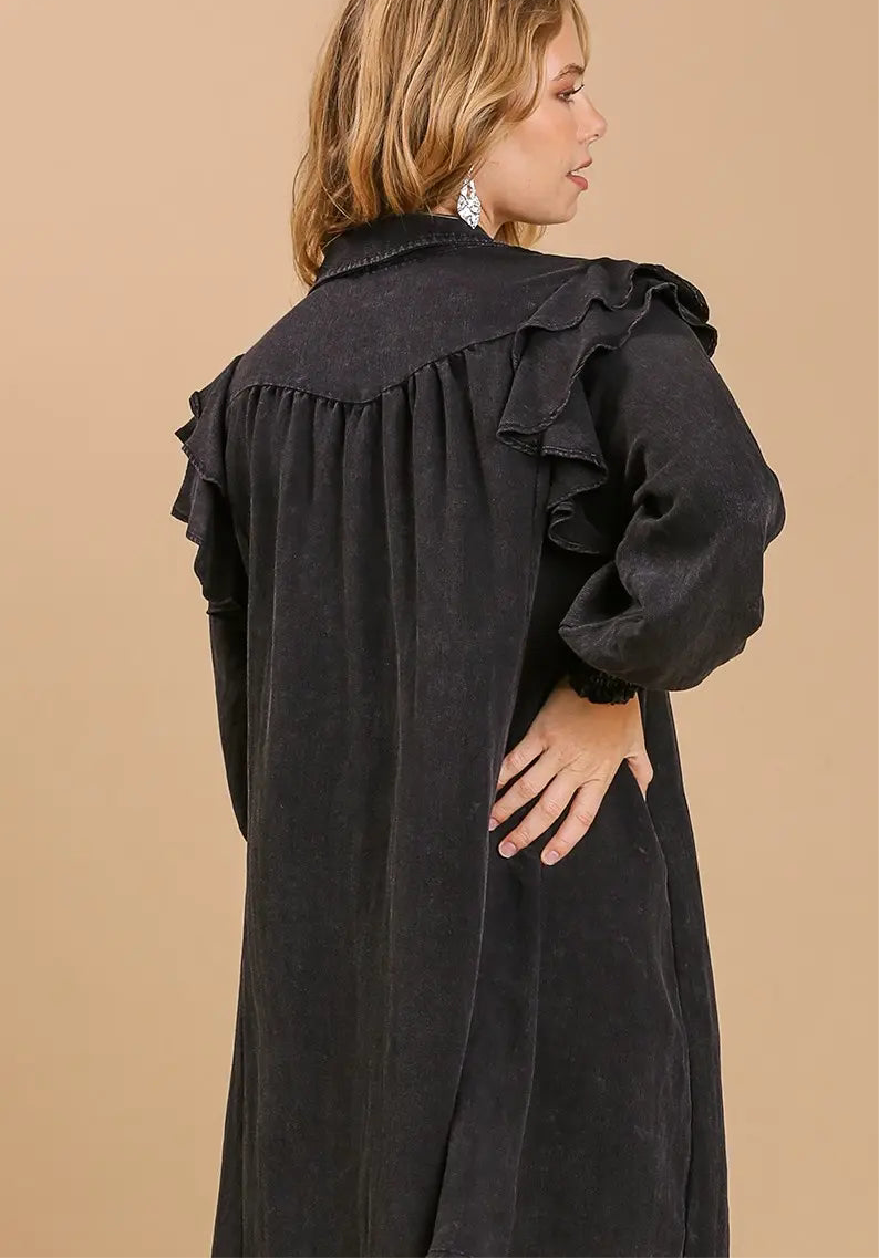 Mineral Wash Black Dress