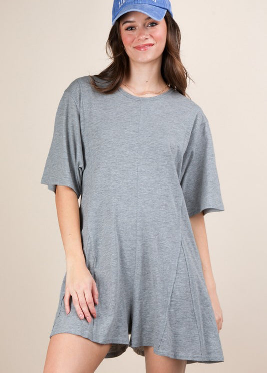 Oversized Comfy Knit Romper -Grey