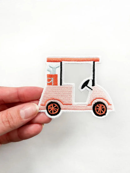 Pink Golf Cart Iron-On Patch