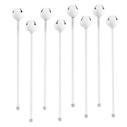 Shiny White Jingle Bell Stir Sticks