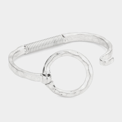 Open Circle Hook Bracelet - Silver