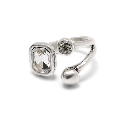 Handmade Clear Crystal Brass Ring
