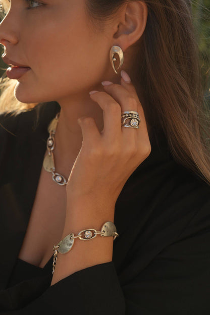 Handmade Crystal Brass Ring
