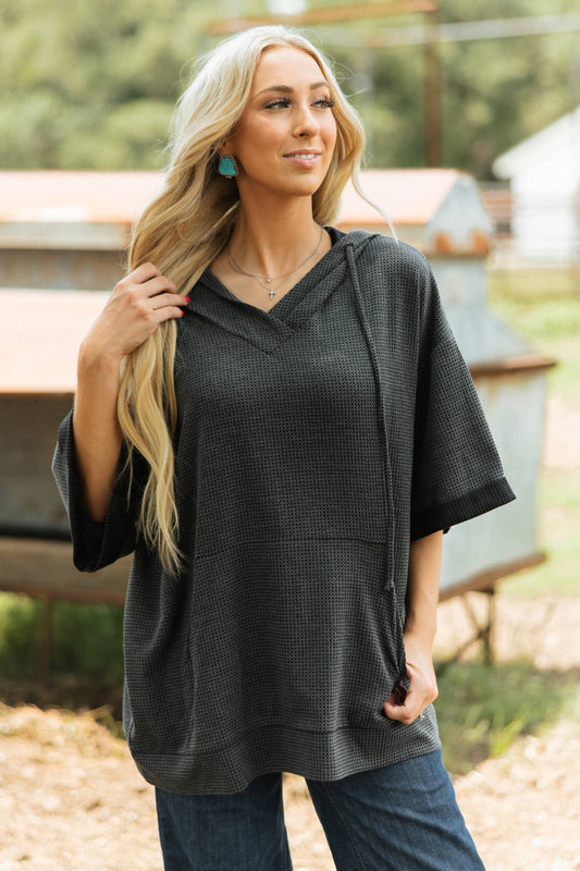 Two Tone Hoodie: Charcoal