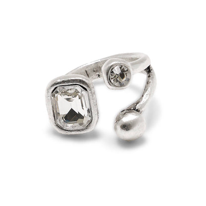 Handmade Clear Crystal Brass Ring
