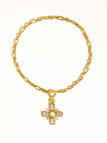 Patrice 18K Gold Non-Tarnish Cross Necklace
