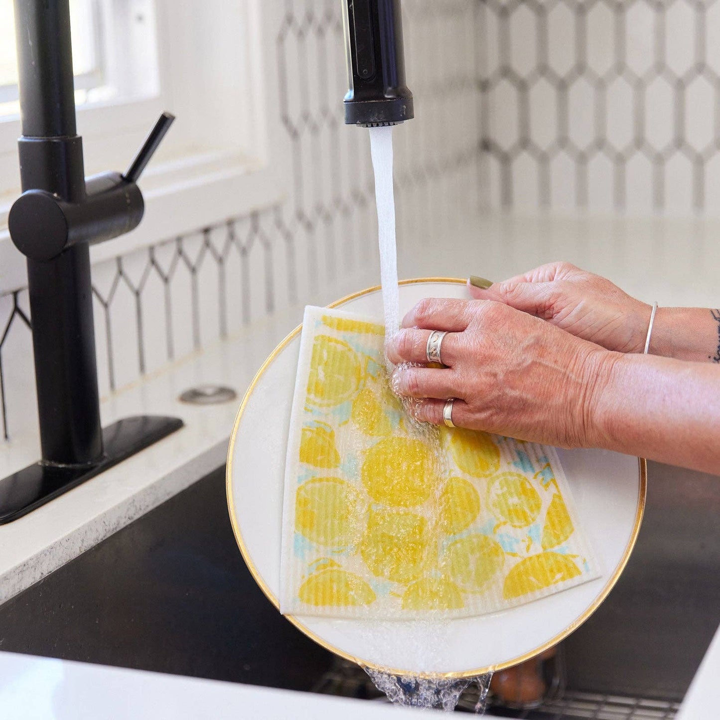 LEMON SLICES blu Cloths Reusable Sponge-Cloth, Set of 2