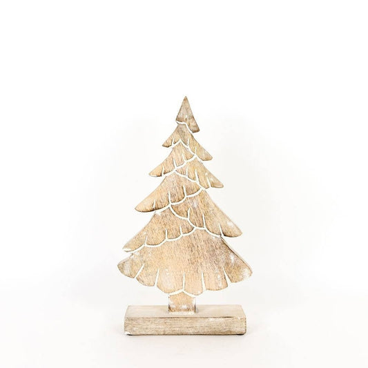 8x13.5x2 Mango Wood Cutout CHRISTMAS TREE Decor