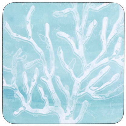 CERULEAN SEA CORAL Square Coasters, Set of 4