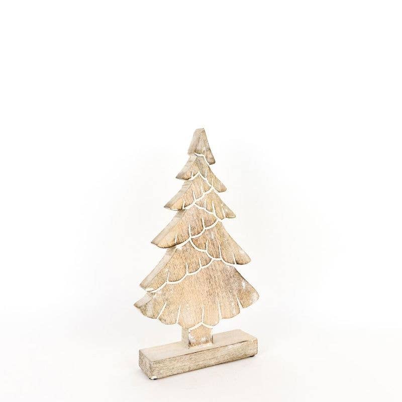 8x13.5x2 Mango Wood Cutout CHRISTMAS TREE Decor