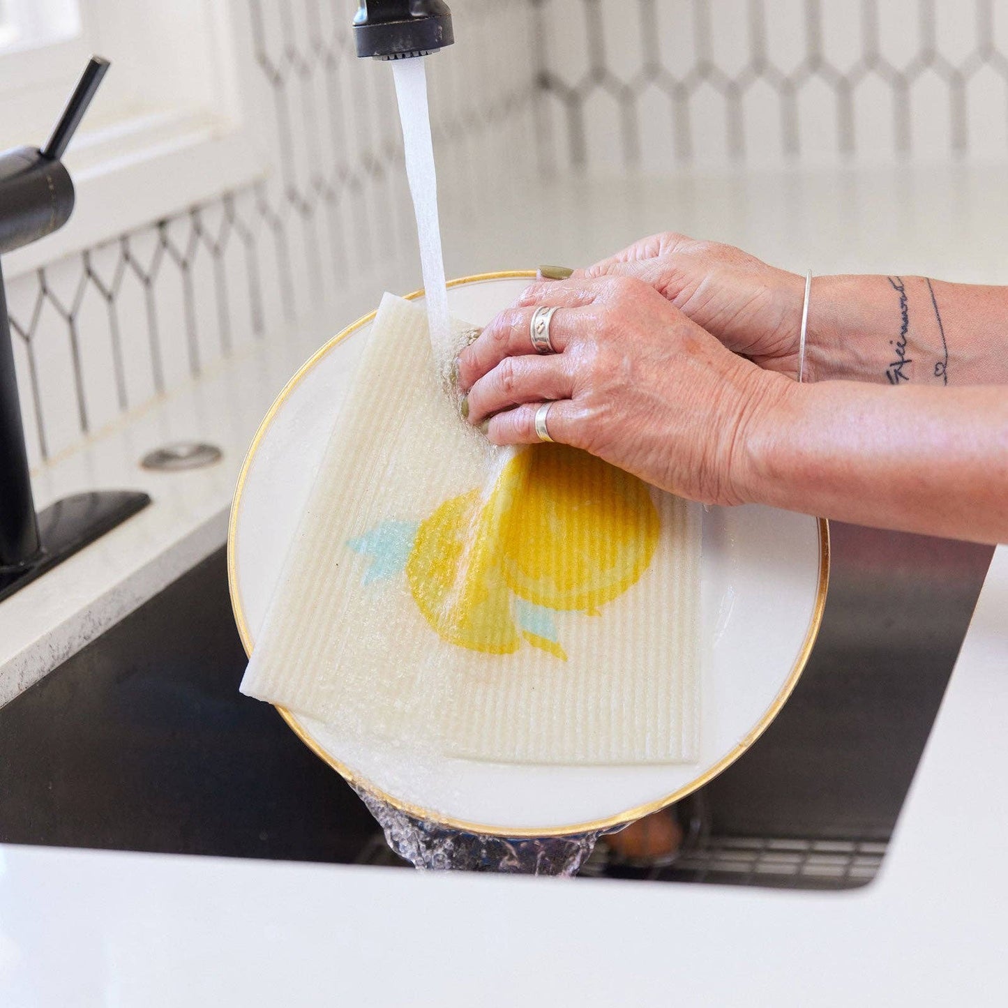 LEMON SLICES blu Cloths Reusable Sponge-Cloth, Set of 2