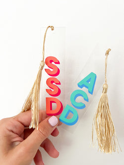Colorblock Letters Acrylic Bookmark